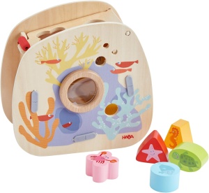 Sortierbox HABA Unterwasserwelt - Joc de sortare cu animale marine, 18 luni, cu lupa