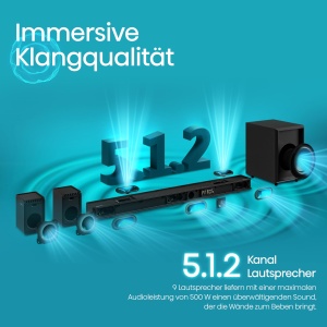 Soundbar Hisense AX5125H 5.1.2 cu Subwoofer Wireless, 500W, Negru - Img 10
