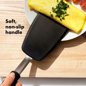 Spatula flexibila OXO Good Grips 32 cm, neagra - spatula mare din otel inoxidabil si silicon pentru intoarcerea usoara a oualor prajite, chiftelute de burger si multe altele - Img 6