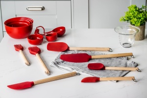 Spatula KitchenAid Classic din lemn de mesteacan Rosu rezistenta la caldura - Img 6