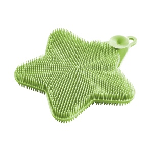 Sponge de curatare Metaltex din silicon, forma stea, verde, lavabil in masina de spalat - Img 1