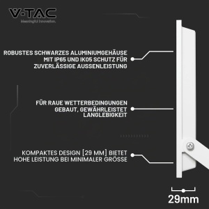 Spot LED Exterior V-TAC E-SERIES 100W, 8150 Lumen, Negru - Img 6