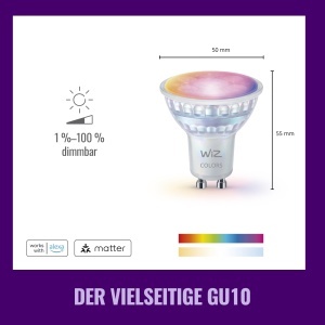 Spot LED Inteligent WiZ GU10, 50W, Culoare Completa, Dimabil, 4 Buc - Img 6