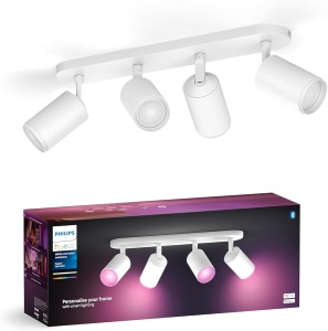 Spot LED Philips Hue Fugato, 4 x 350lm, dimabil, 16 milioane culori, alb