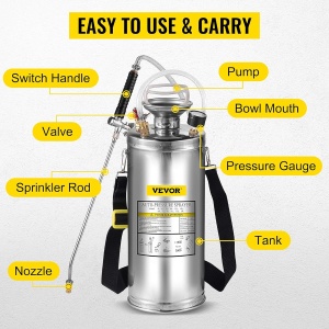 Spray cu presiune VEVOR 8L din otel inoxidabil, ergonomic, pentru gradinarit si curatenie - Img 4