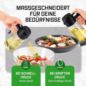 Spray de ulei GOURMETmaxx 2-in-1 din sticla, 470 ml, set de 2, reutilizabil - Img 3