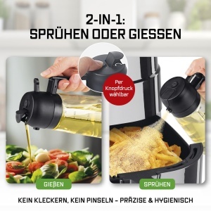 Spray pentru ulei GOURMETmaxx 2-in-1 din sticla, 470 ml, spumare fina si jet controlat - Img 2