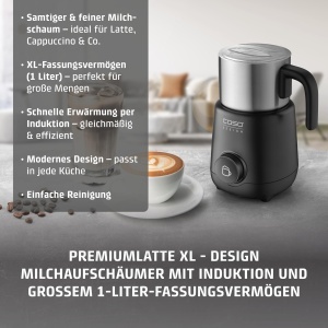 Spumator de lapte CASO PremiumLatte XL, 1 litru, inductie, inox - Img 2
