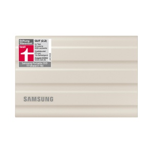 SSD portabil Samsung T7 Shield, 1 TB, USB 3.2 Gen.2, 1.050 MB/s citire, 1.000 MB/s scriere, hard disk extern robust pentru exterior pentru Mac, PC si smartphone, bej, MU-PE1T0K/EU - Img 1