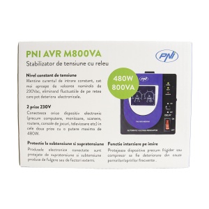 Stabilizator de tensiune PNI AVR M800VA, 800 VA, 2 x Schuko, 480 W - Img 2