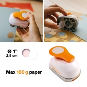Stantator Motiv Fiskars, 2,5 cm, AlbPortocalie, Pentru Dreptaci si Stangaci - Img 2