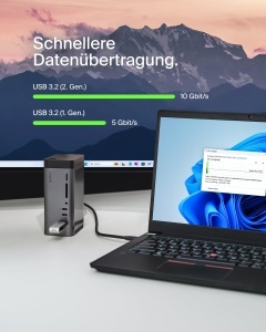 Statia de andocare Belkin USB-C 11-in-1 Pro GaN, 150 W, suport pentru 3 monitoare - Img 6