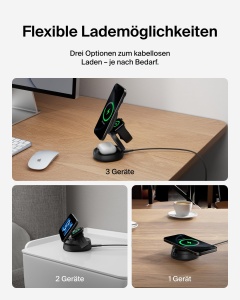 Statia de incarcare wireless Belkin BoostCharge 3-in-1, 15W, MagSafe, pliabila - Img 5
