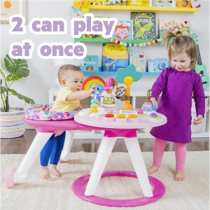 Statia de Joaca 2-in-1 Bright Starts Around We Go Tropic Coral, 10 Activitati, Roz - Img 6