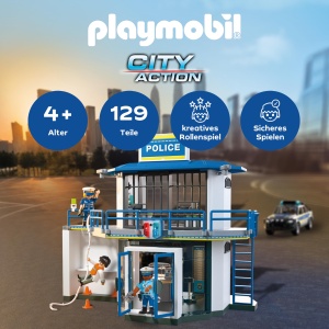 Statia de Politie PLAYMOBIL 71874 cu Verificare si Accesorii pentru Copii - Img 2