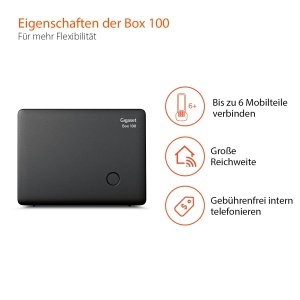 Statia DECT Gigaset Box 100, neagra, suporta 6 mobilteile, pentru telefon analogic - Img 2