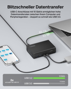Statie de andocare Belkin Connect 14-in-1, 140W, 2 monitoare 4K, USB-C - Img 6