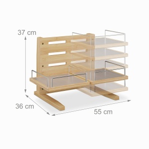 Statie de hranire pentru caini Relaxdays, din bambus, ajustabila pe 5 inaltimi, 37x55x36 cm - Img 4