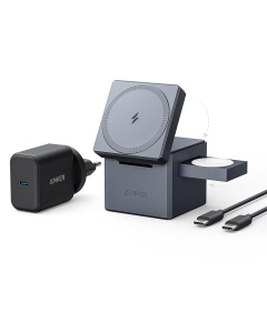 Statie de incarcare 3-in-1 Anker Cube, 15W, pentru iPhone, Apple Watch si AirPods