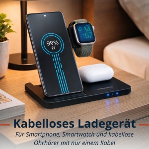 Statie de incarcare 3-in-1 Grundig pentru Apple Watch si iPhone, 10W, design pliabil - Img 5