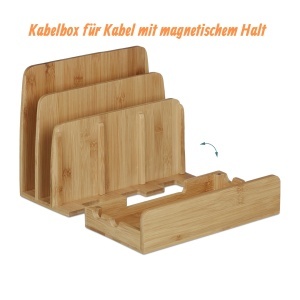 Statie de incarcare din bambus Relaxdays, 5 dispozitive, 23 x 25,5 x 13,5 cm - Img 6