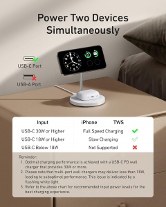 Statie de incarcare wireless Anker MagGo 15W, 2-in-1, pentru iPhone si AirPods - Img 3