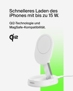 Statie de incarcare wireless Belkin BoostCharge Pro 15W, compatibila cu MagSafe, alba - Img 2