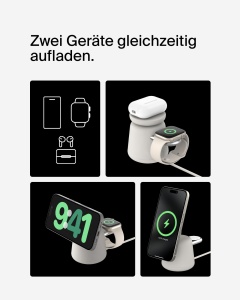 Statie de incarcare wireless Belkin BoostCharge Pro 2-in-1, 15 W, bej - Img 3