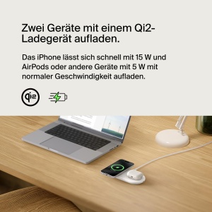 Statie de incarcare wireless Belkin BoostCharge Pro 2-in-1, 15W, alba - Img 2