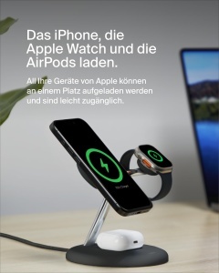 Statie de incarcare wireless Belkin BoostCharge Pro 3-in-1, 15W, MagSafe, Negru - Img 5