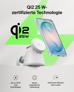 Statie de incarcare wireless Belkin UltraCharge 3-in-1, 25W, alba - Img 7