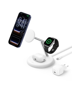 Statie de incarcare wireless Belkin UltraCharge 3-in-1, 25W, alba