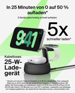 Statie de incarcare wireless Belkin UltraCharge Pro 25W 3-in-1, Negru - Img 2
