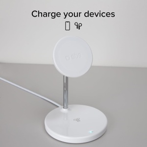 Statie de incarcare wireless SBS 2in1, 15W, design minimalist, alba - Img 2