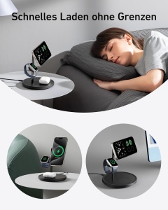 Statie magnetica MagGo 15W 3-in-1 Neagra - Img 5