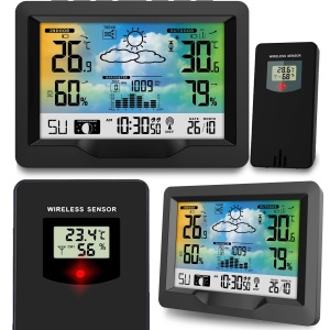 Statie Meteo BERDSEN BD-901 cu Display, Masurare Temperatura Interioara si Exterioara, Alarma Snooze, Negru