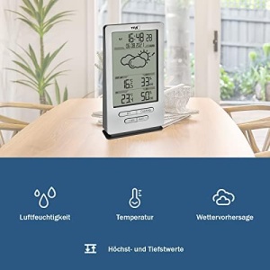 Statie meteo digitala TFA Dostmann Xena 35116254 cu senzor extern previziuni meteo argintiu - Img 5