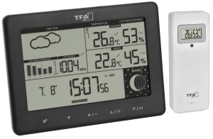 Statie meteo TFA Dostmann Elements 35115801 Display iluminat Functie prognoza meteo Negru