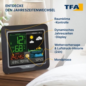 Statie meteo TFA Dostmann SEASON, cu senzor exterior, L 175 x B 32 x H 165 mm - Img 2