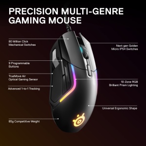 SteelSeries Rival 5 - Mouse gaming - TrueMove Air Senzor optic cu 18CPI - 9 butoane programabile - Greutate pana 85 grame, Negru - Img 6
