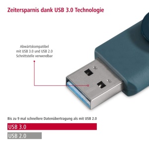 Stick USB Hama 64GB USB 3.2 Gen 1, 70 MBs, Petrol - Img 3