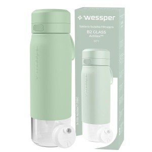 Sticla cu filtru Wessper B2, 700ml, Borosilikat, BPA-free, Verde