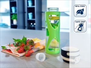 Sticla de Apa din Sticla Leifheit Flip 600ml, Verde, 100 Dita, Cu Filtru - Img 2
