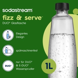 Sticla de sticla SodaStream DUO 1L, 2 bucati, design elegant - Img 2