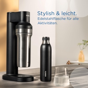 Sticla din inox BRITA sodaTRIO, 0,65l, neagra, izolata, cu maner din silicon - Img 2