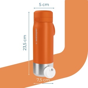 Sticla filtranta Wessper Edelstahl 700ml cu filtru Actitex, portocalie - Img 5
