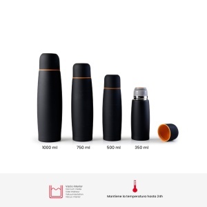 Sticla izolanta Ibili 745803, 350 ml, inox, neagra, 20 x 7 x 7 cm - Img 3