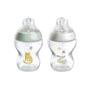Sticla pentru bebe Tommee Tippee Natural Start, 260ml, 2 bucati, verde si alb