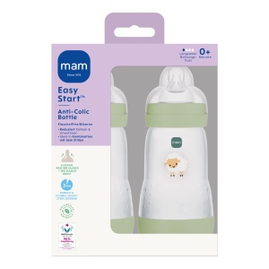Sticla pentru bebelusi MAM Easy Start Anti-Colic 2x260 ml, 0 luni, cu tetina SkinSoft - Img 3
