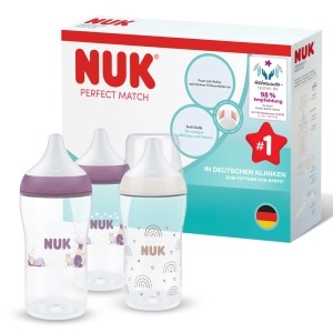 Sticla pentru bebelusi NUK Perfect Match, 260 ml, Anti-colici, Culoare Regenbogen